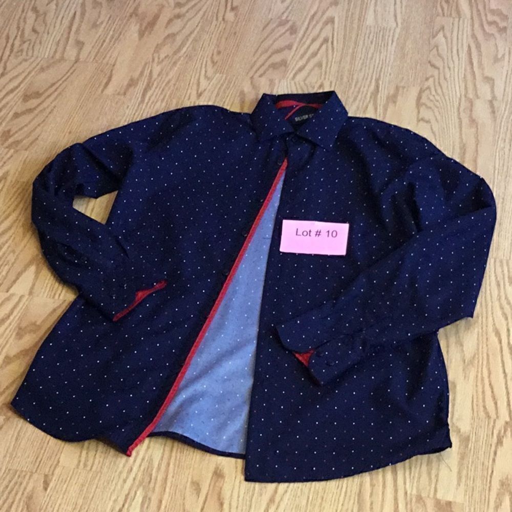 SILVER STONE modern fit mens long sleeve shirt in size large, red white blue